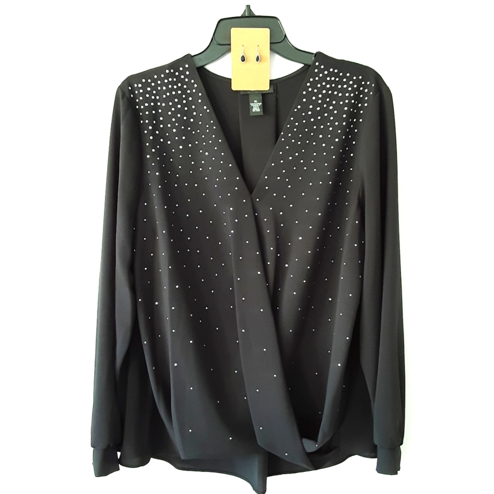 Alfani XL blouse - black with silver studs and FREE EARRINGS!